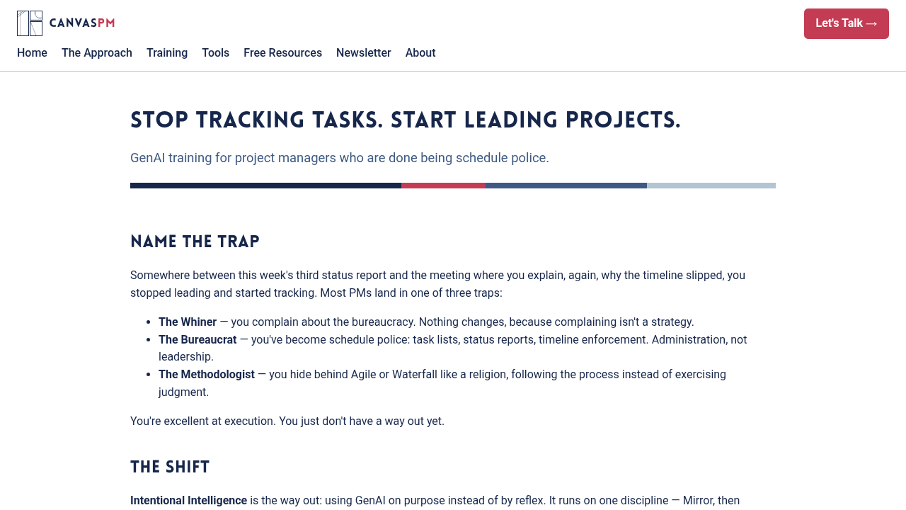 Screenshot of the canvaspm.net home page